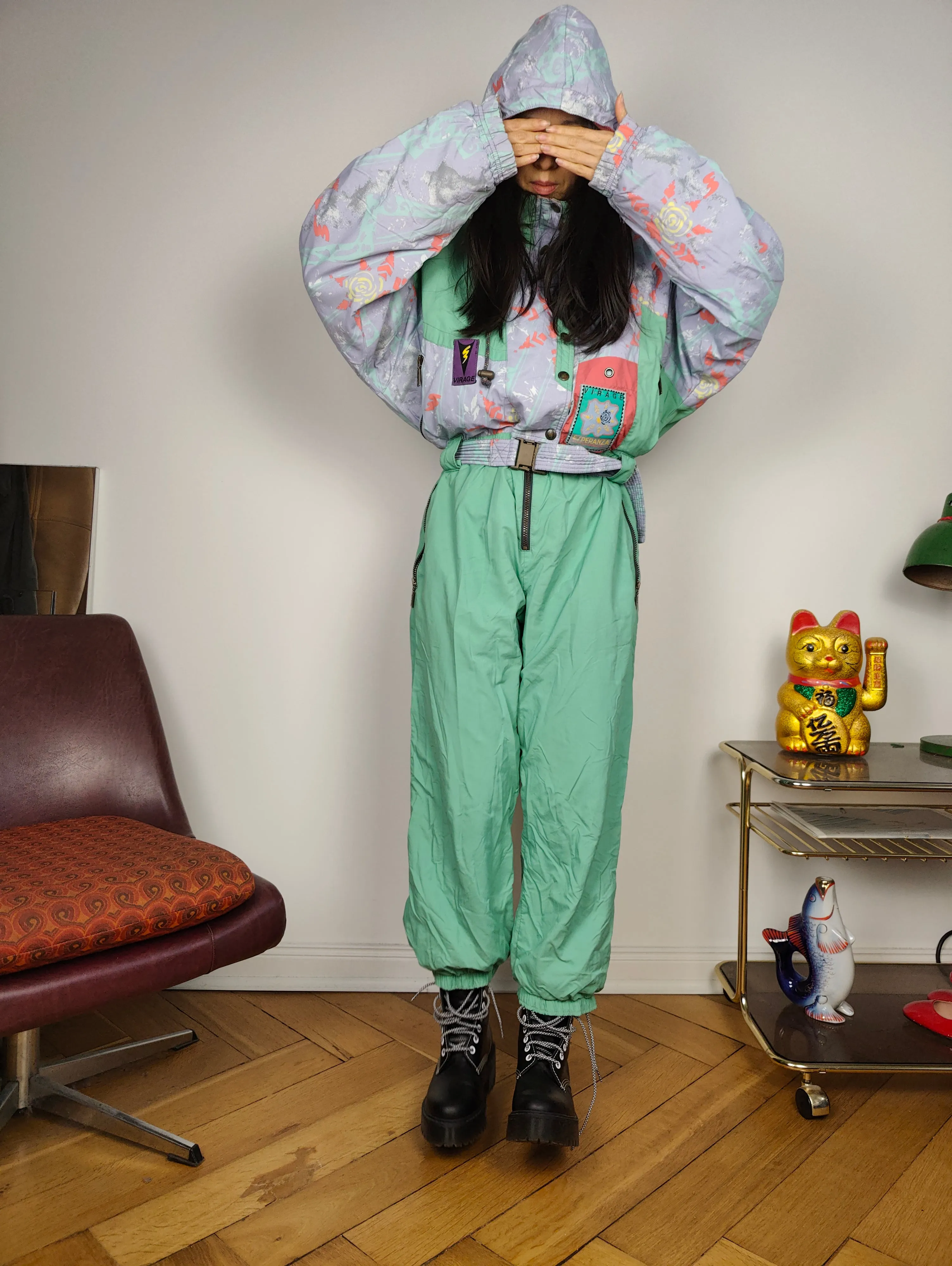 Vintage Fusalp ski suit M | snow snowboard winter mint green sport jumpsuit women
