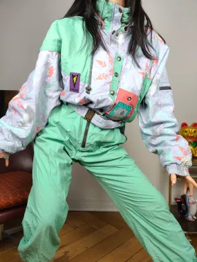 Vintage Fusalp ski suit M | snow snowboard winter mint green sport jumpsuit women