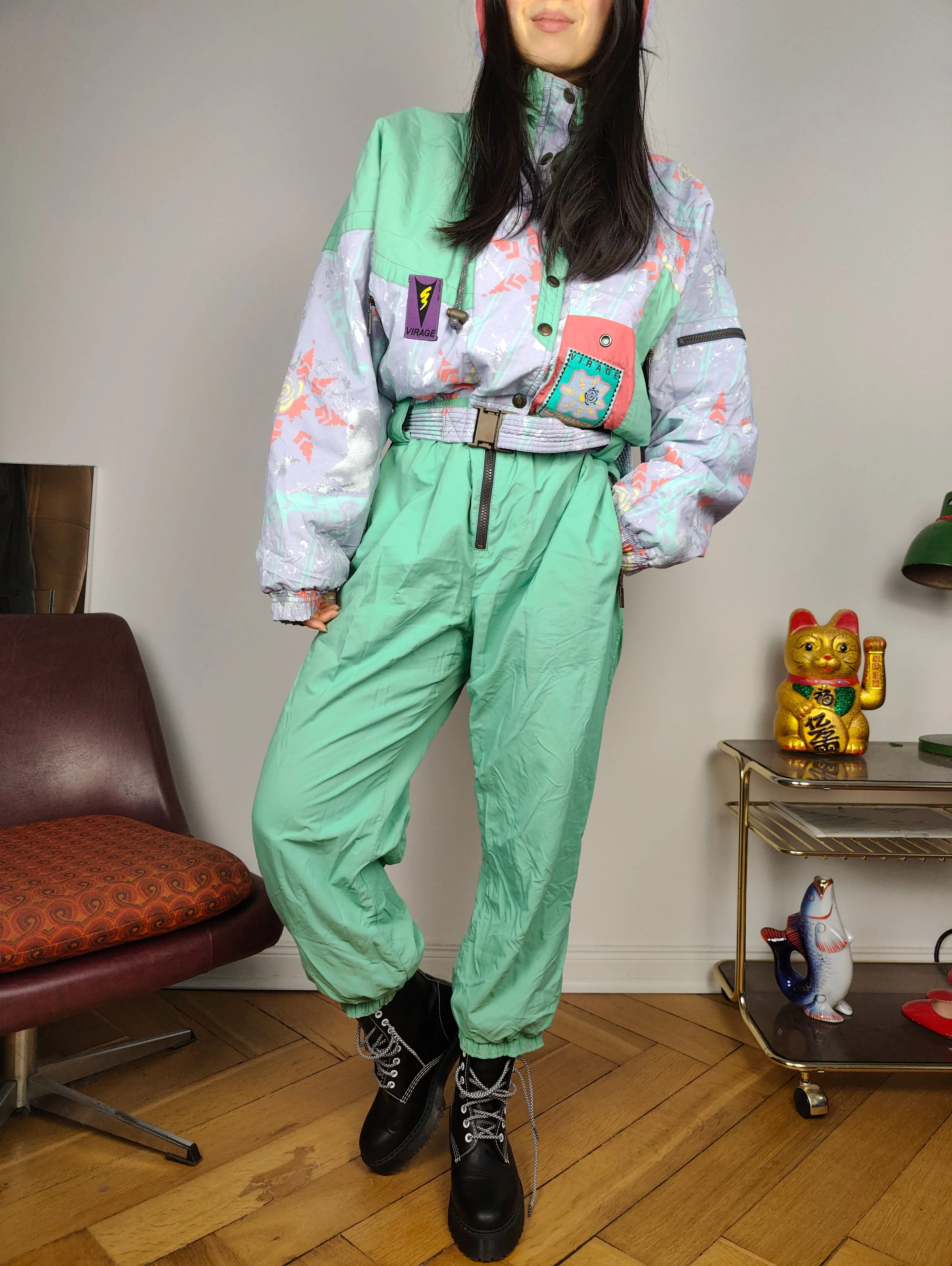 Vintage Fusalp ski suit M | snow snowboard winter mint green sport jumpsuit women