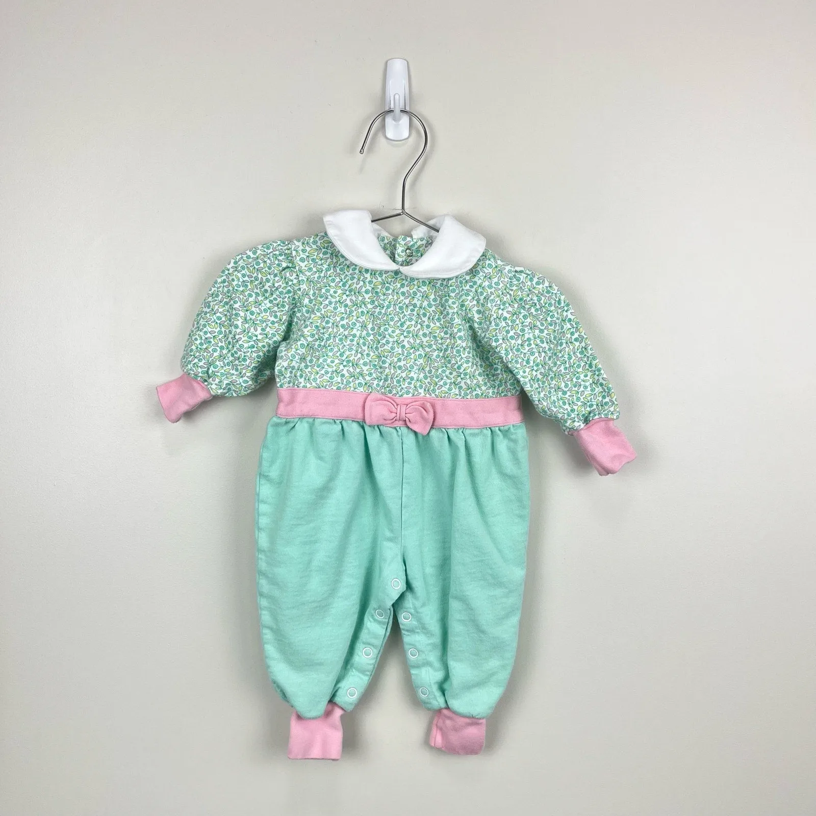 Vintage Green Floral Jumpsuit 3-6 Months