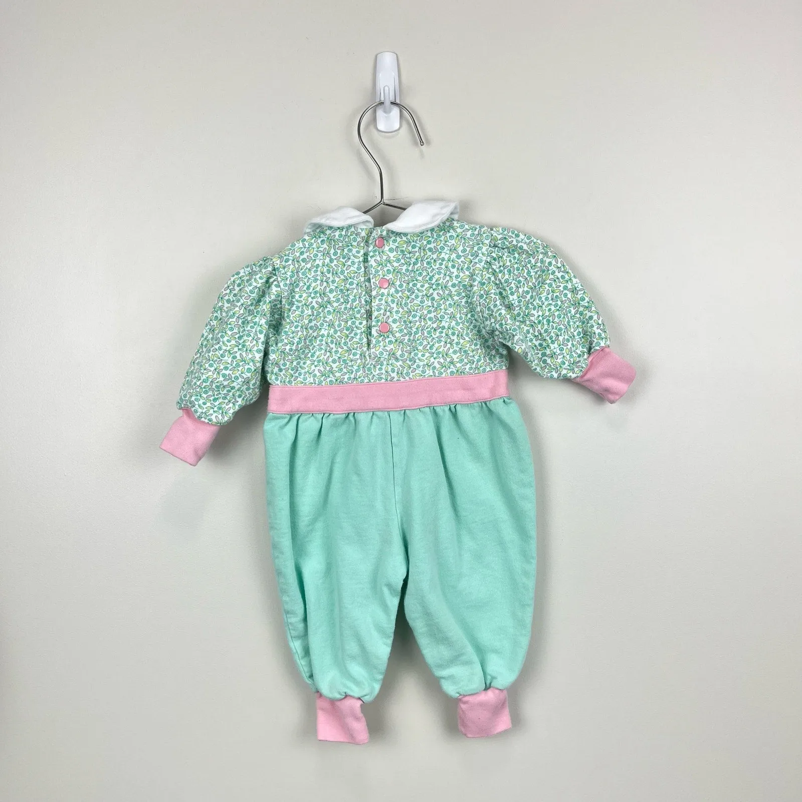Vintage Green Floral Jumpsuit 3-6 Months