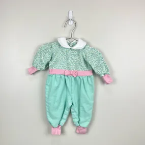 Vintage Green Floral Jumpsuit 3-6 Months