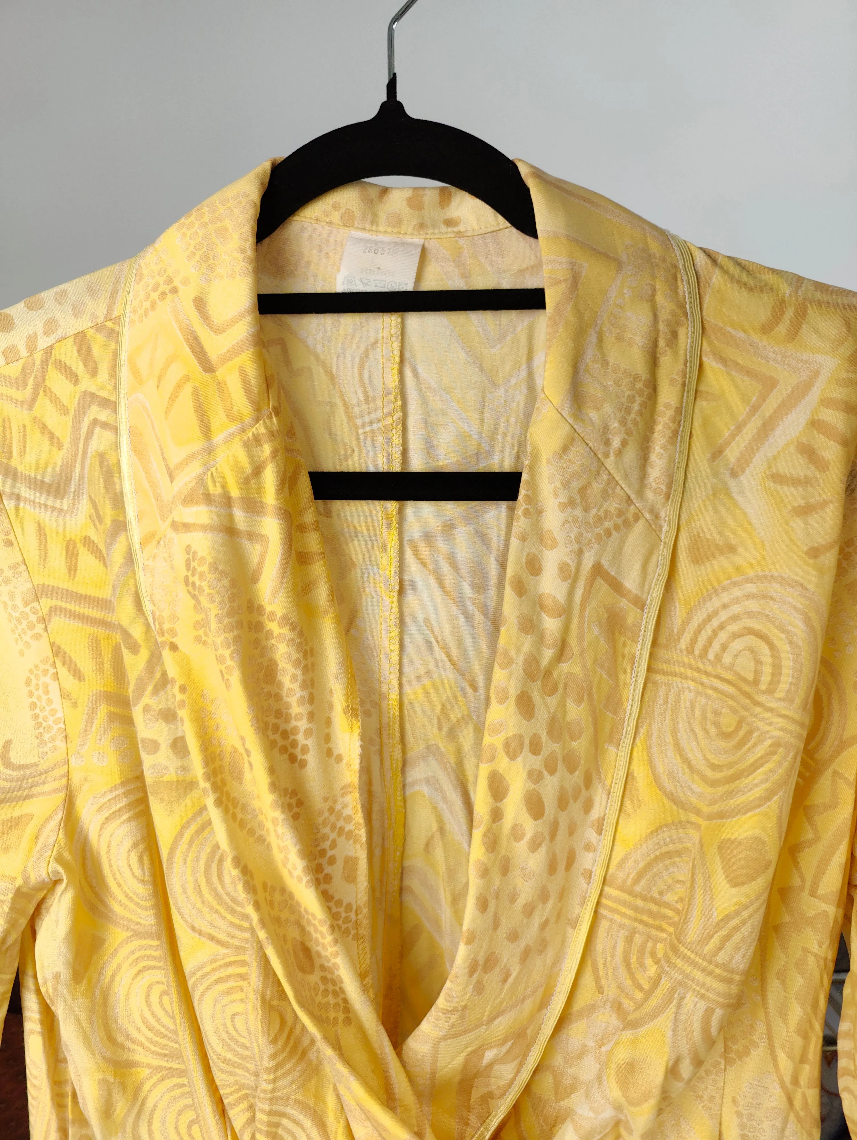Vintage viscose jumpsuit viscose yellow print pattern overall onesie EU38 S