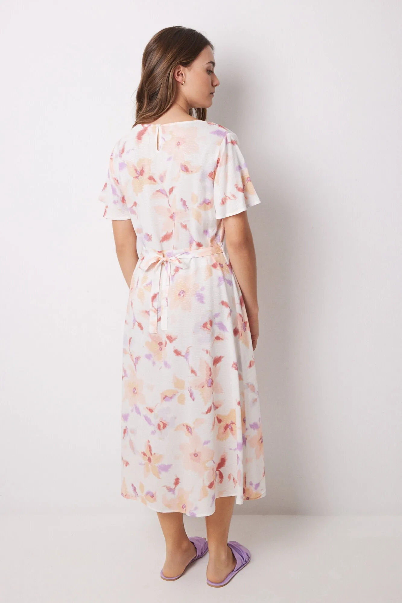 Viscose allover floral midi dress