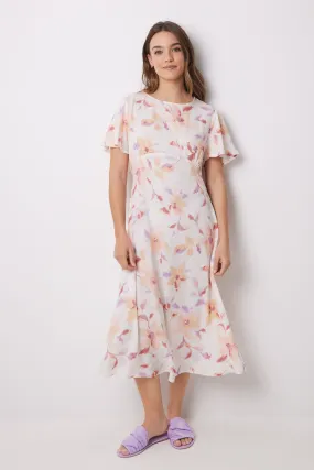 Viscose allover floral midi dress
