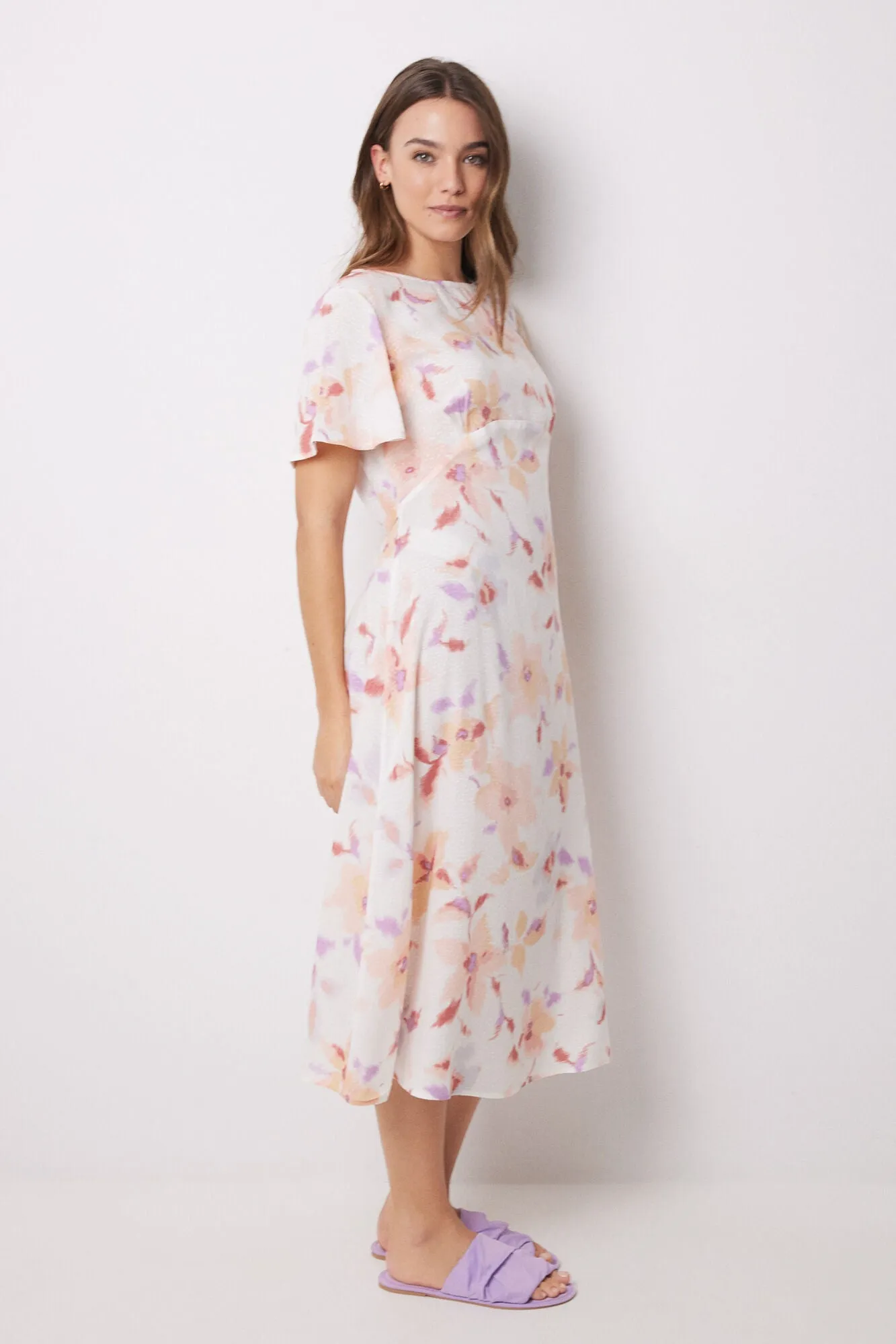 Viscose allover floral midi dress