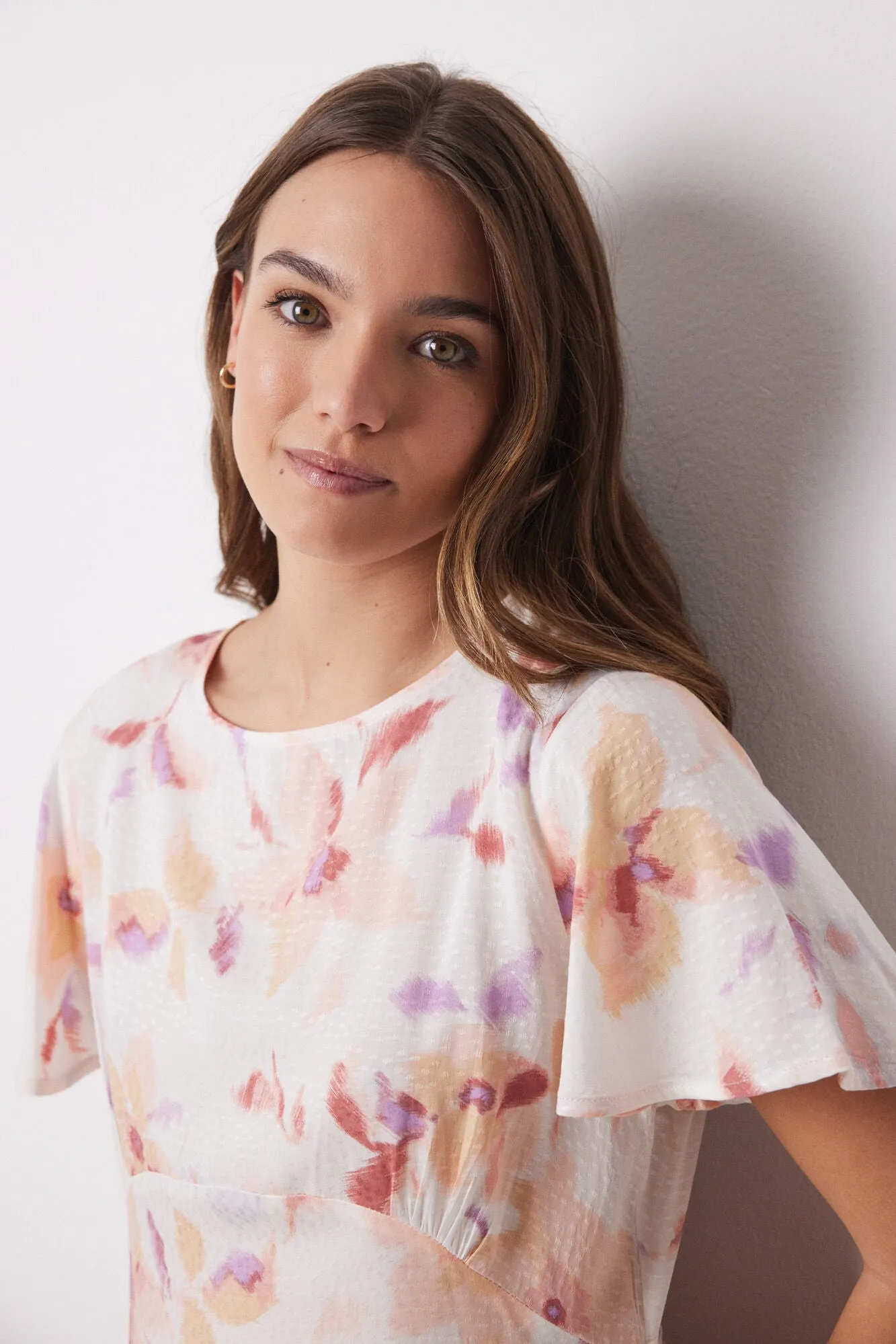 Viscose allover floral midi dress