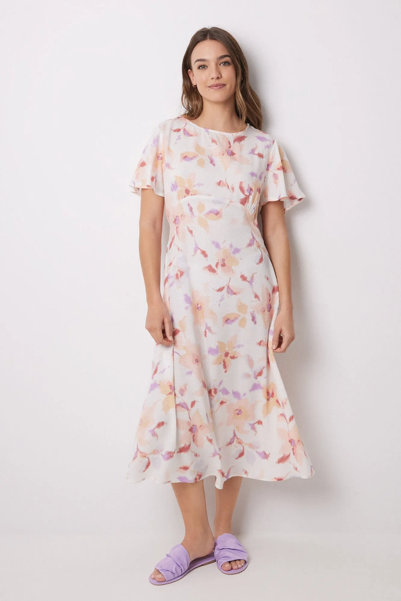 Viscose allover floral midi dress