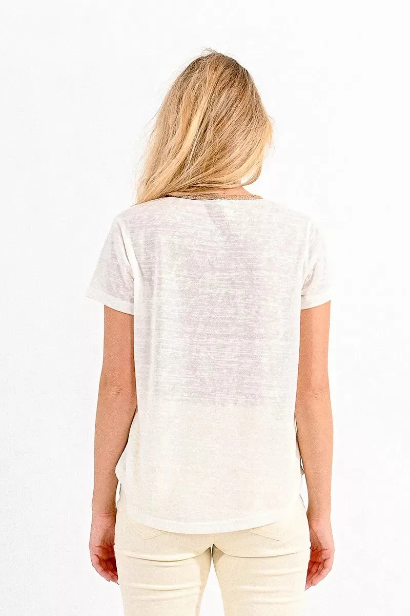 White Vneck Tee
