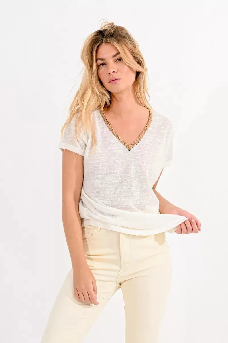 White Vneck Tee