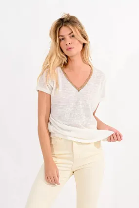 White Vneck Tee