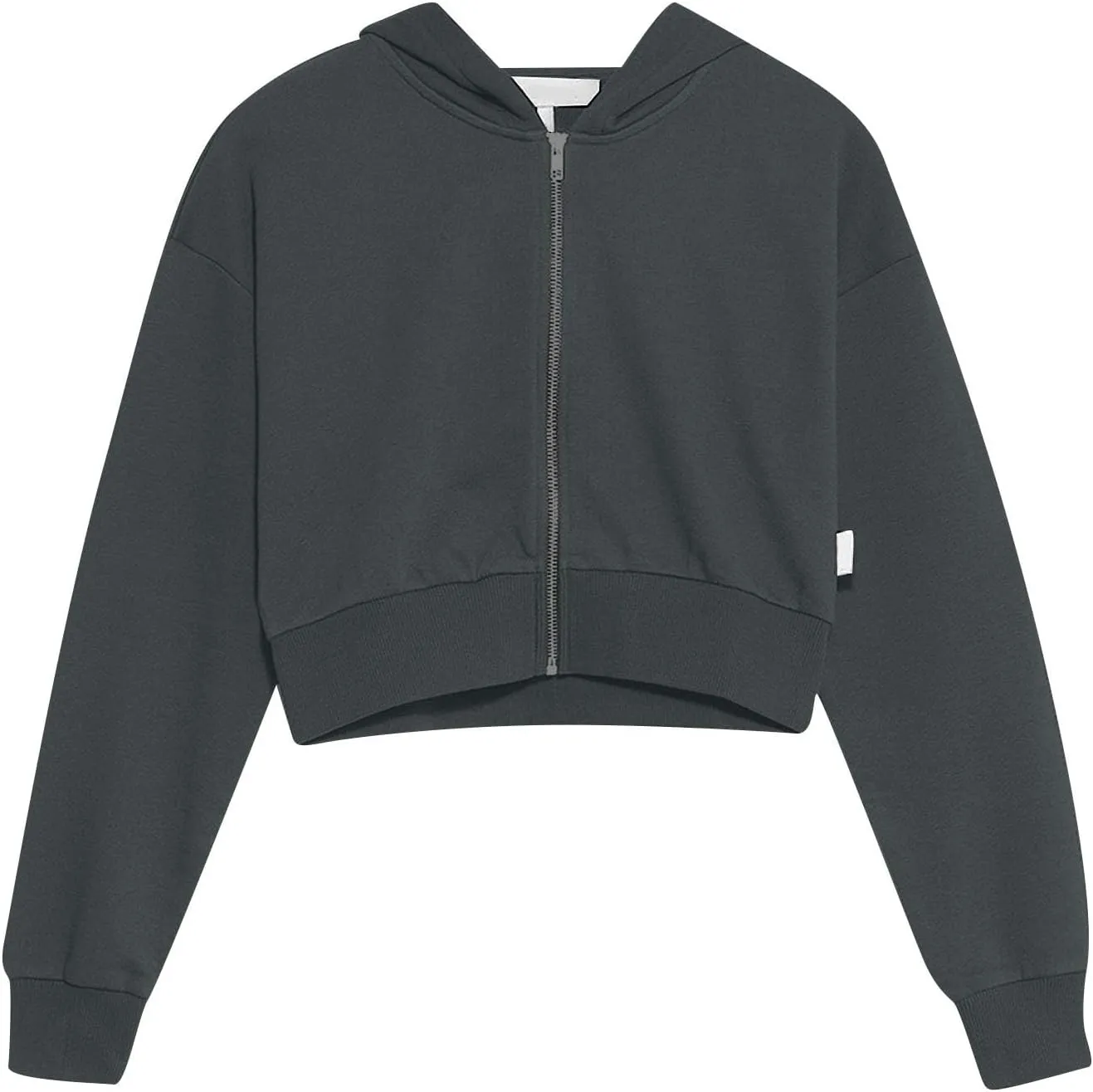 Women's Cropped Zip Up Hoodie Casual Long Sleeve Workout Hooded Sweatshirts Fleece Lined Jacket Coat with Pocket