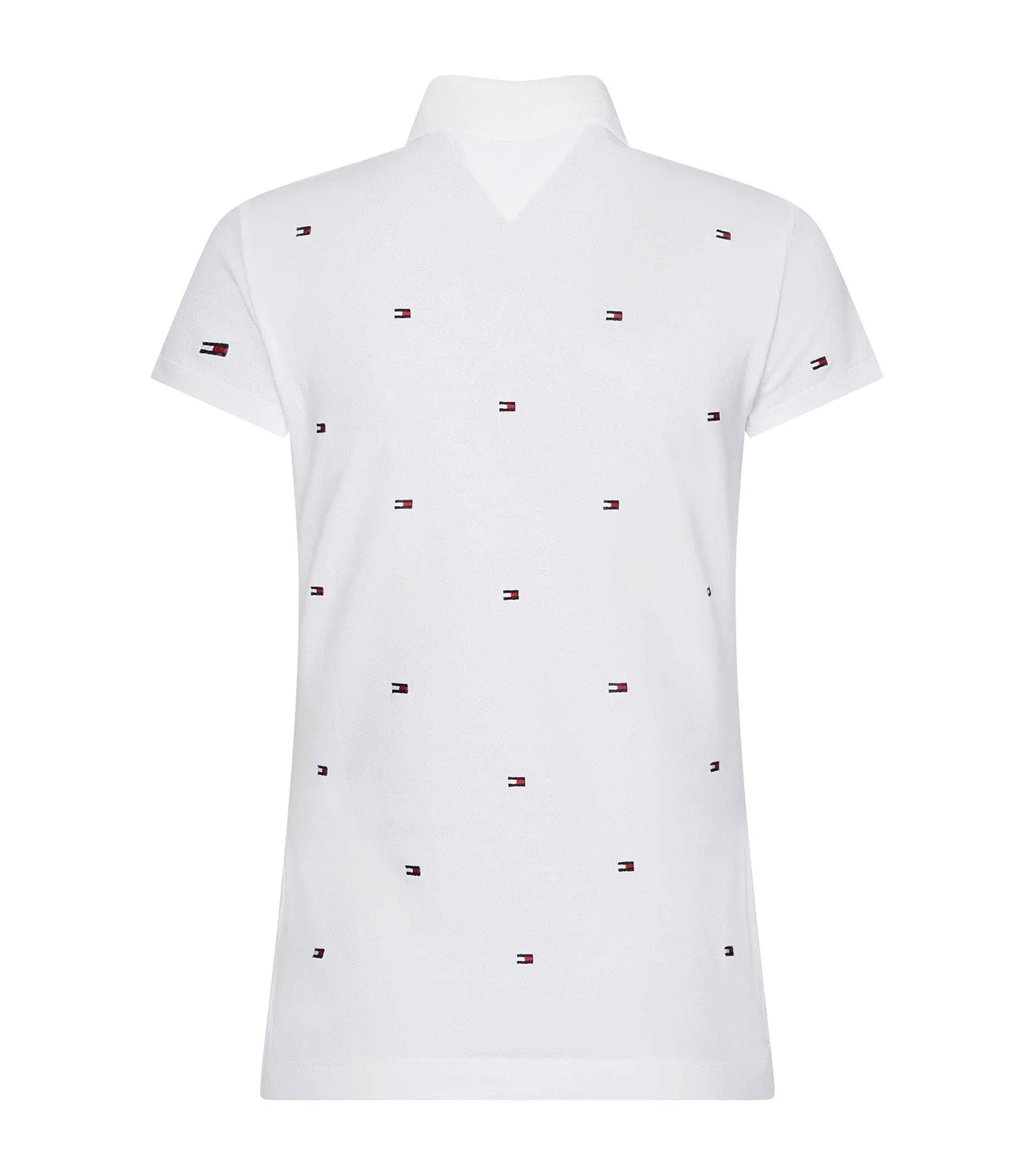 Women's IM Felicia Slim Embroidered Polo Shirt Mini Flag All Over Embr / White