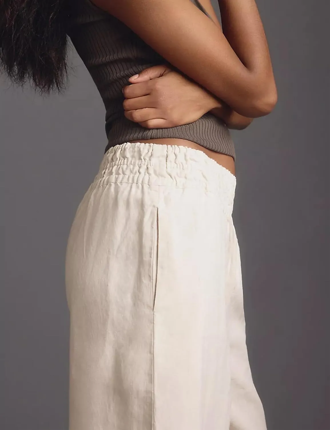 Women's Linen Pants Summer Casual Wide Leg Palazzo Pants High Waist Beach Travel Trousers