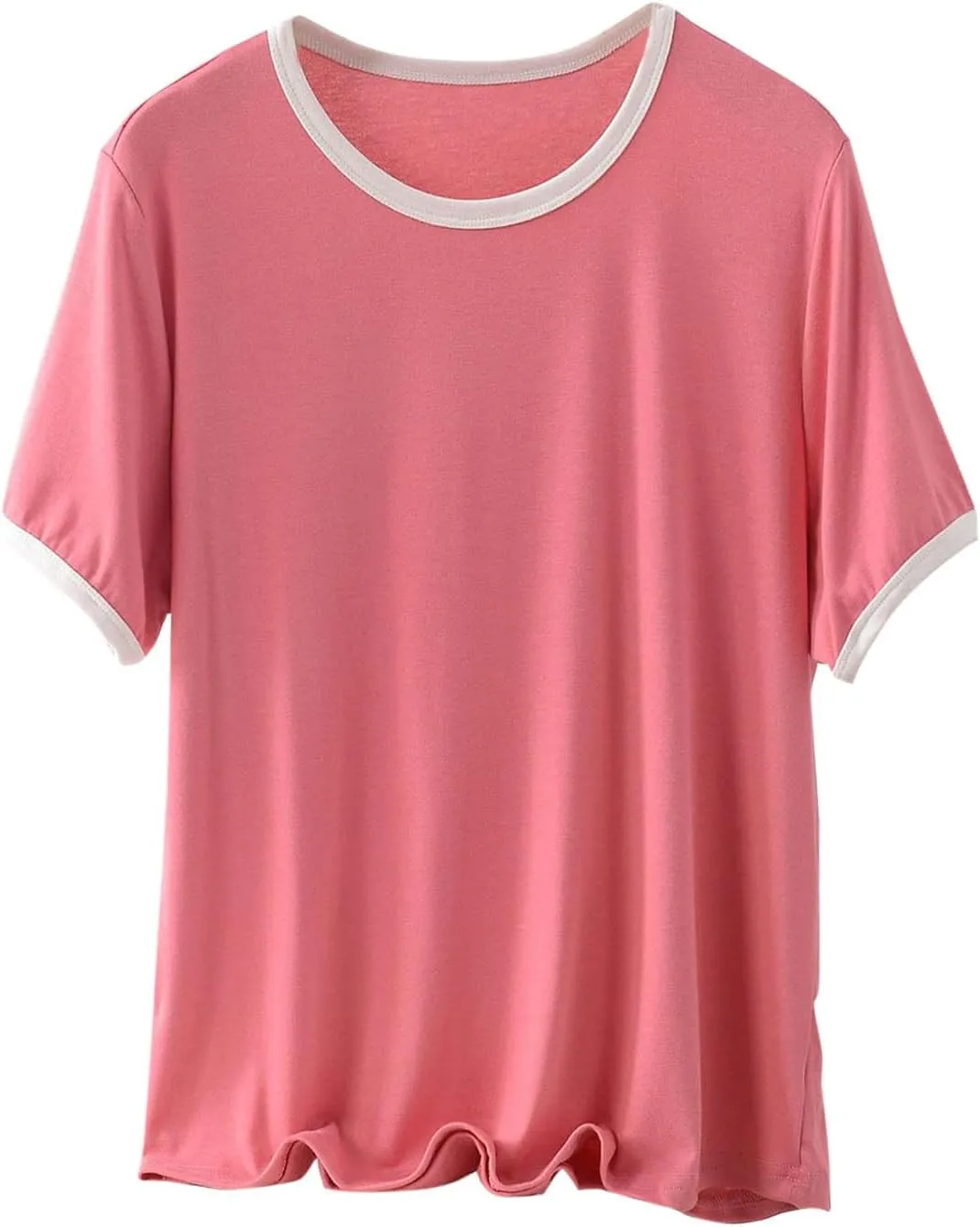 Women's Sleep T-Shirt 2025 Summer Short Sleeve Lounge Pajamas Shirts Crewneck Loose Casual Solid Soft Modal Tee Top